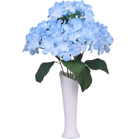 Coolmade 6 Big Heads Hydrangeas Flowers Fake Silk Hydrangea Artificial Flower Arrangements Bridal Bouquet Wedding Party Garden Home Decor (Light Blue) - Walmart.com Outdoor Wedding Table Decorations, Blue Hydrangea Centerpieces, Rustic Candle Centerpieces, Ranunculus Arrangement, Hydrangeas Flowers, Hydrangea Flower Arrangements, Wedding Table Decorations Centerpieces, Fake Flower Arrangements, Diy Floral Decor