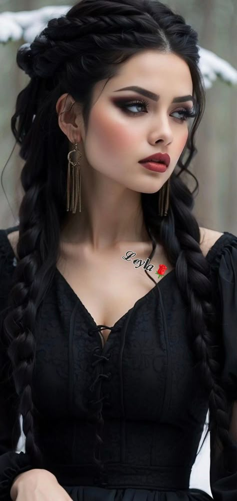 Medieval Wedding Makeup, Gothic Bridal Hairstyles, Dark Vibe Wedding, Simple Gothic Hairstyles, Victorian Makeup Look Gothic, Wedding Hairstyles Gothic, Aristocratic Hairstyles, Wiccan Hairstyles, Victorian Wedding Hairstyles