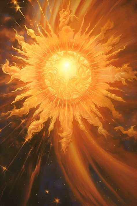 Apollo Aesthetic, Apollo Cabin, Sun God, Art Fractal, Gold Aesthetic, Sun Art, Arte Fantasy, Yellow Aesthetic, Ethereal Art