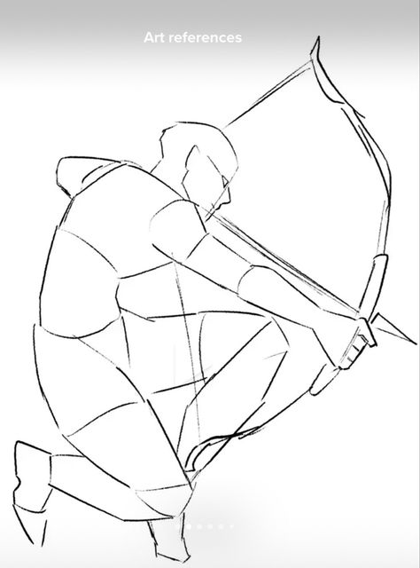 Pose Reference With Bow And Arrow, Holding A Crossbow Reference Drawing, Bow And Arrow On Back Drawing Reference, Rescue Pose Reference, Drawing Reference Poses Bow And Arrow, Bow Stance Reference, Fighter Clothes Drawing, Drawing Bow Pose, Holding Swords Pose Reference Male