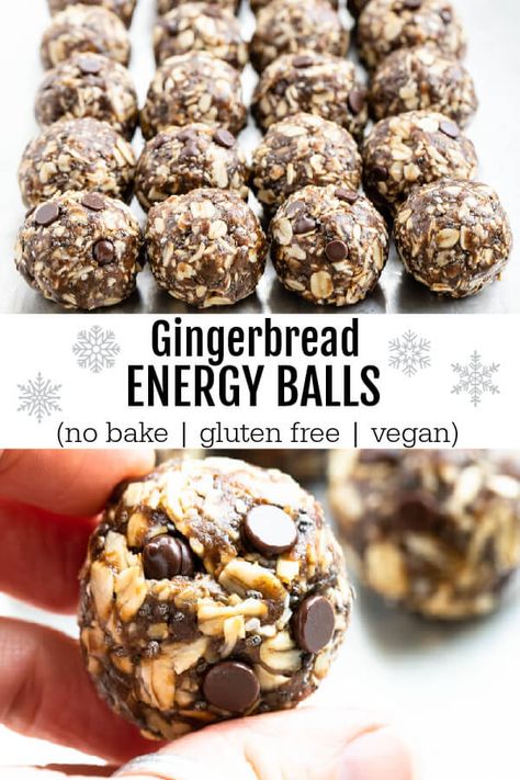 The BEST gingerbread energy balls. Super flavorful, perfectly spiced, and satisfying.  The perfect holiday snack or treat.  ready in 10 minutes. #glutenfreerecipes #energyballs #gingerbread #oats #holiday #snacks #glutenfree #vegan #dates #nobake #healthy #proteinbites #savorylotus Healthy Christmas Energy Balls, Molasses Energy Balls, Holiday Appetizers High Protein, High Protein Christmas Treats, Gingerbread Oats, Healthy Winter Snacks, Holistic Meals, Healthy Holiday Snacks, Energy Balls No Bake