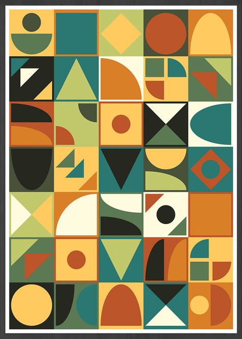 Art Prints Free, Paper Screen, Vintage Wall Art Prints, Geometric Collage, Shapes Geometric, 70s Look, Abstract Geometric Art, Geometric Art Prints, Motif Vintage