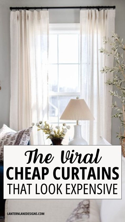 Discover the secret to luxurious windows on a budget with our roundup of the most amazing cheap curtains that look expensive. Whether you're in search of drapes that add a touch of elegance or cute curtains that brighten up a room, our selections prove you don't have to break the bank to transform your space. Elevate your home decor with these affordable finds, perfect for adding style and privacy without compromising on quality. White Blinds Cream Curtains, One Way Curtains, Curtains For Big Living Room Window, Curtain Ideas For Three Windows In A Row, Curtain Ideas For Living Room Behind Couch Window, Rooms With Sheer Curtains, Small Window Big Curtains, Curtains For One Window, Raised Curtains Living Rooms