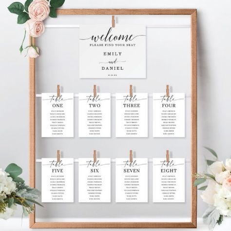 $18.20 | Minimal Elegance Seating Chart Welcome Sign #welcome sign, wedding, wedding welcome sign, welcome to our wedding, wedding decor, minimal elegance, black and white, elegant simple classic romantic, sophisticated modern high end, seating chart sign Seating Chart Wedding Ideas, Wedding Ideas Boho, Wedding Table Seating Chart, Table Seating Chart, Wedding Table Seating, Table Assignments, Seating Sign, Seating Chart Template, Welcome To Our Wedding