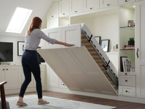 Pull Down Bed, Fold Down Beds, Space Saving Furniture Bedroom, Guest Bedroom/office, Best Murphy Bed, Space Saving Bedroom, Murphy Bed Ideas, Bed Design Ideas, Modern Murphy Beds