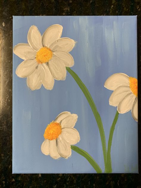 Flower Painting Daisy, Patings Art Ideas Cute, Beginner Canvas Painting Ideas Simple, Flowers To Paint Acrylics, Easy Flower To Paint, Simple Painting Flowers, Aesthetic Stuff To Paint, Small Flower Paintings Simple, Simple Oil Painting Ideas For Beginners