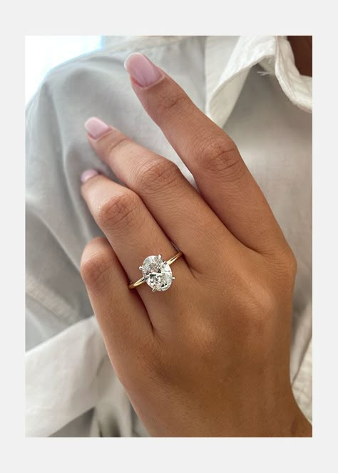 Oval Engagament Ring, Large Single Diamond Engagement Ring, Think Band Oval Engagement Ring, Engagement Rings Gold Bands, Rose Gold Oval Diamond Engagement Ring, Simple Band Big Diamond Ring, Elegant Engagement Rings Classy Gold, 2.5 Oval Engagement Ring, Gold And Platinum Engagement Ring