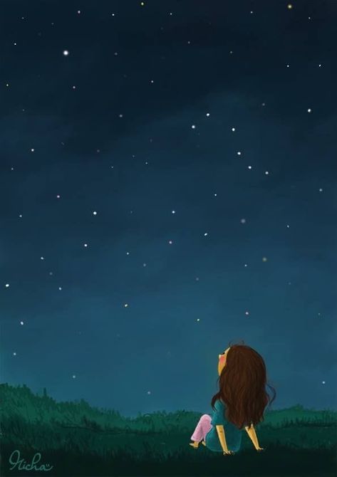 Night Sky, At Night, The Sky, A Girl, Stars