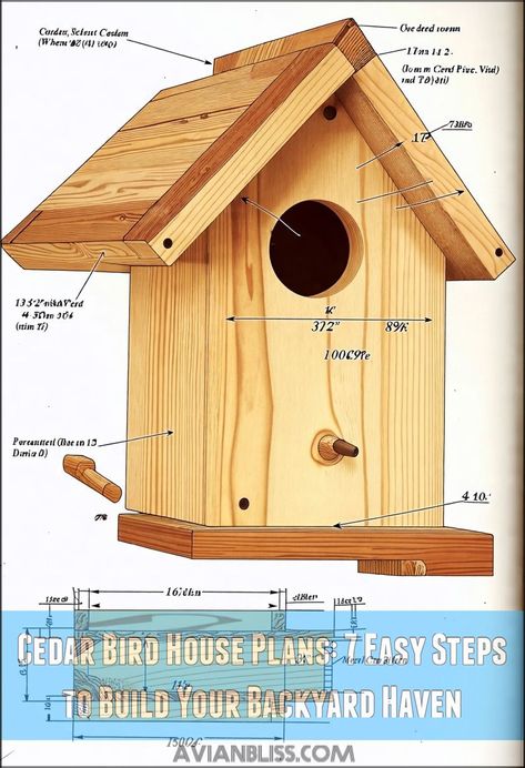 cedar bird house plans Diy Birdhouse Plans, Building Bird Houses, Birdhouse Woodworking Plans, Cardinal Bird House, Birdhouse Projects, Birdhouse Plans, Backyard Sanctuary, Bird Houses Ideas Diy, Bird House Plans