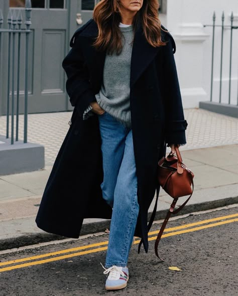 501® 90’s Jeans curated on LTK Wool Coat Outfit Casual, Navy Jumper Outfit, Kim Turkington, Oversized Jumper Outfit, Grey Jumper Outfit, Grey Wool Coat Outfit, Navy Coat Outfit, Coated Jeans Outfit, Oversized Coat Outfit