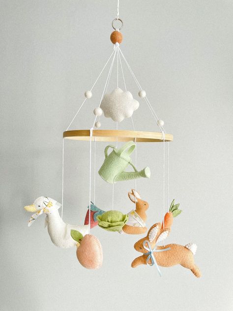 Peter Rabbit Mobile/rabbit Felt Mobile/mobile With Bunnies/bunny Nursery Decor/bunny Crib Decor/bunny Theme Mobile/felt Bunnies/peter Rabbit - Etsy Forest Baby Room, Felt Cot Mobile, Woodland Baby Room, Hanging Crib Mobile, Forest Mobile, Woodland Baby Mobile, Bunny Mobile, Hanging Crib, Stars Baby Mobile