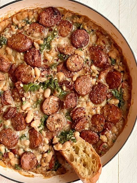 Aidells Chicken Sausage, Aidells Sausage, White Bean Sausage, Bean Sausage, Cannellini Beans Recipes, Chicken Sausage Recipes, Sausage Kale, Kielbasa Recipes, Italian Chicken Sausage