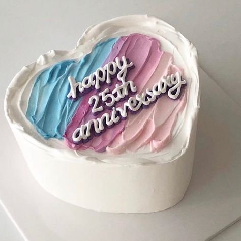 25th Anniversary Cake Simple, Anniversary Cake Simple, Korean Birthday Cakes, Happy Wedding Anniversary Message, 25th Anniversary Cake, Marriage Anniversary Cake, 25 Anniversary Cake, Wedding Anniversary Message, Fresh Fruit Cake