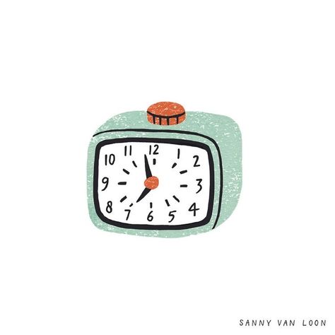 Clock Doodle, Loon Illustration, Clock Illustration, Vintage Alarm Clocks, Doodle Designs, Illustrators On Instagram, Bear Wallpaper, Journal Stickers, Aesthetic Stickers