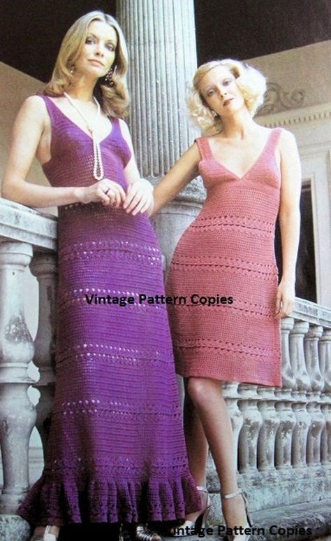 Alluring Crochet Patterns for Women's Dresses: Elevate Your Style with Handmade Elegance 1970s Uk, Vintage Crochet Dress, Crochet Dress Patterns, Vintage Crochet Dresses, Crocheted Dresses, Halter Dress Short, Long Length Dresses, Evening Dress Long, Womens Crochet Patterns