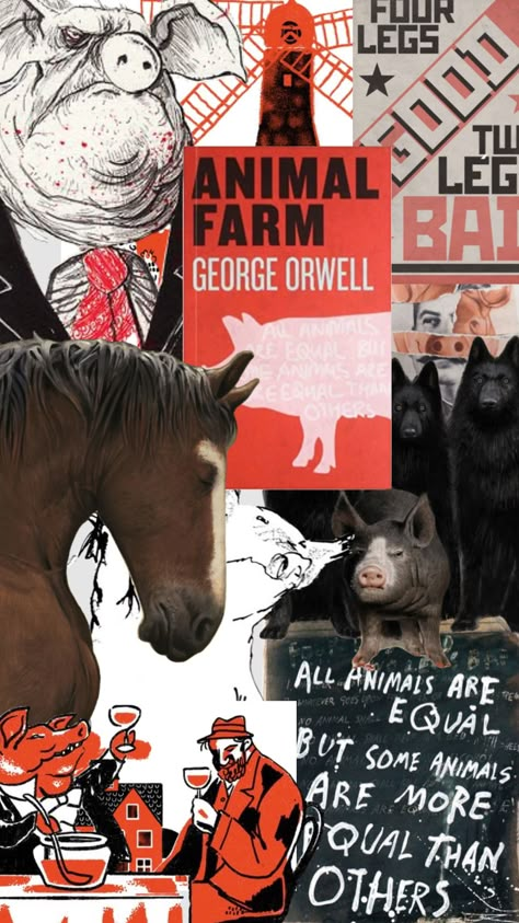 #animalfarm #georgeorwell #fourlegsgoodtwolegsbad #stalin #napoleon Animal Farm George Orwell Aesthetic, George Orwell Aesthetic, 1984 Orwell Art, Sick Posters, Animal Farm Book, 1984 Orwell, Thought Police, Animal Farm George Orwell, Read Aesthetic