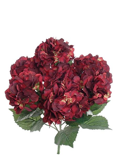 Amazon.com: Burgundy Hydrangea Silk Flowers Plant | Artificial Hydrangeas Shrub with 7 Large Gorgeous Mophead Bloom Clusters, Leaves, Stems | Home Decor, Wedding, Centerpiece, Bouquets, Garden Bush: Gateway Burgundy Hydrangea, Dior Wedding, Flower Bushes, Hydrangea Bloom, Diy Floral Decor, Hydrangea Centerpiece, Hydrangea Bush, Hydrangea Arrangements, Faux Hydrangea