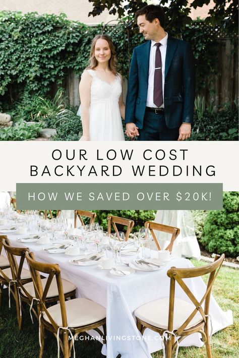 I'm breaking down how much our small backyard wedding cost, ways we saved money, and how we kept things simple. If you're looking for budget-friendly wedding planning ideas, this post is for you! Backyard Wedding Diy Budget, Wedding On A Budget Decor, Gorgeous Backyard Wedding, Budget Friendly Backyard Wedding, Easy Simple Wedding Ideas, Classy Backyard Engagement Party, Casual Backyard Wedding Reception Ideas, Backyard Wedding Small Space, Low Key Backyard Wedding