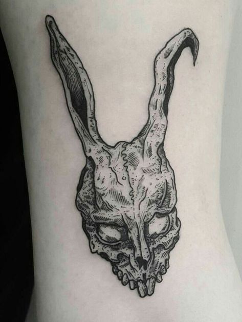 Donnie Darko Tattoo, Grunge Tattoo, Goth Tattoo, Scary Tattoos, Creepy Tattoos, Spooky Tattoos, Donnie Darko, Horror Tattoo, Dream Tattoos