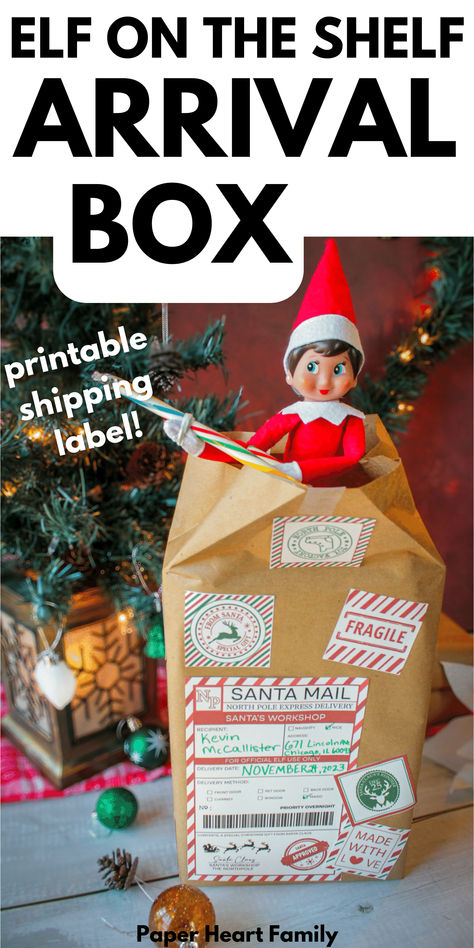 Welcome Elf Ideas, Elf Box Ideas, How To Bring Back Elf On Shelf, Elf On The Shelf Moving To New House Ideas, Elf On The Shelf Ideas Back, Elfs Back Ideas, Elf On The Shelf Arrival First Time Ideas, Elf On Shelf Arrival Ideas Package, Arrival Ideas For Elf On The Shelf