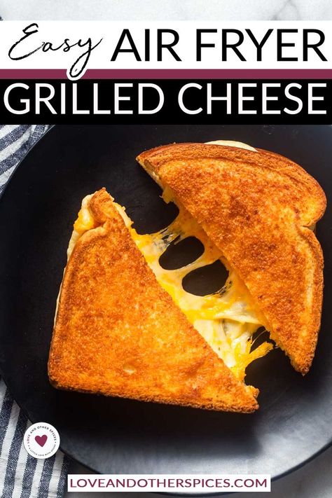 Serve With Soup, Best Grilled Cheese Sandwich, Air Fryer Grilled Cheese, The Best Grilled Cheese, Easy Grilled Cheese, Cheese Game, Perfect Grilled Cheese, New Air Fryer Recipes, Air Fryer Recipes Snacks