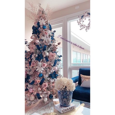 Pink Navy Christmas Tree, Pink Green Blue Christmas Tree Decorating Ideas, Christmas Tree Ideas Pink And Blue, Navy And Mauve Christmas Tree, Blue Pink And Gold Christmas Tree, Light Blue And Pink Christmas Tree, Christmas Decor Ideas Pink And Blue, Pink Blue Silver Christmas Tree, Blue And Pink Christmas Tree Decorations