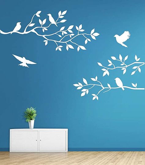 Asian Paint Design, Tree Design On Wall, Nursery Room Diy, Wall Stickers Family, Tree Wall Painting, Wall Painting Designs, Simple Wall Paintings, Vinyl Mural, Home Wall Painting