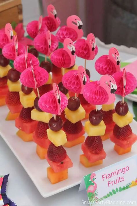 Flamingo Party Snacks, Flamingo And Pineapple Birthday Party, Flamingo Birthday Party Food Ideas, Flamingo Sleepover Party, Barbie Inspired Charcuterie, Flamingo Snack Ideas, Pink Flamingo Party Food, Flamingo 3rd Birthday Party, Pink Themed 40th Birthday Party