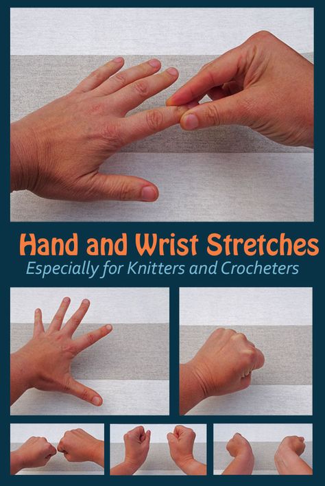 Hand and Wrist stretches. Stop pain from knitting and crocheting, stretch your hands and wrists using these techniques Piercing Apprenticeship, Hand Stretching, Carpal Tunnel Exercises, Wrist Stretches, Exercise Hand, Sore Hands, Basic Knitting, Wrist Exercises, Finger Exercises