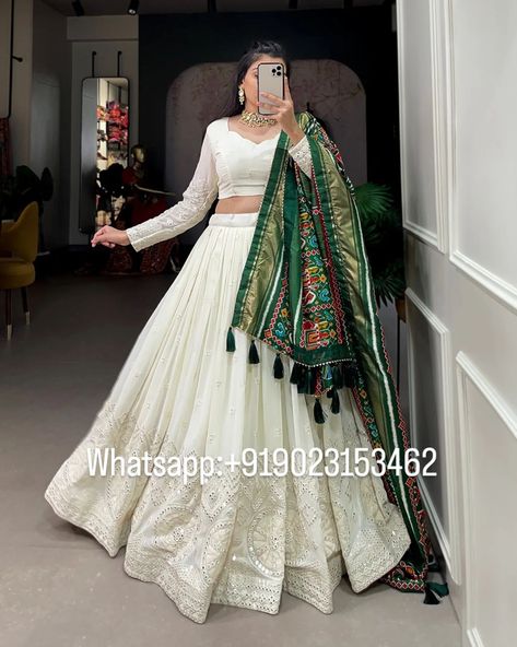 2995/- free shipping White Chikankari Lehenga Choli with Red Patola Printed Dupatta #EthnicWear #LehengaCholi #Chikankari #PatolaDupatta #IndianFashion #TraditionalAttire #BridalWear #DesiOutfit #EthnicElegance #Fashionista #CulturalFashion #IndianOutfit #FestiveFashion #WeddingWear #ElegantEthnic #StyleInspiration Off White Chikankari Lehenga, White Chicken Kari Lehenga, White Multicolor Lehenga, White Lehenga With Red Dupatta, Red And White Lehenga, White Chikankari Lehenga, Lehenga White, Chikankari Lehenga, White Lehenga