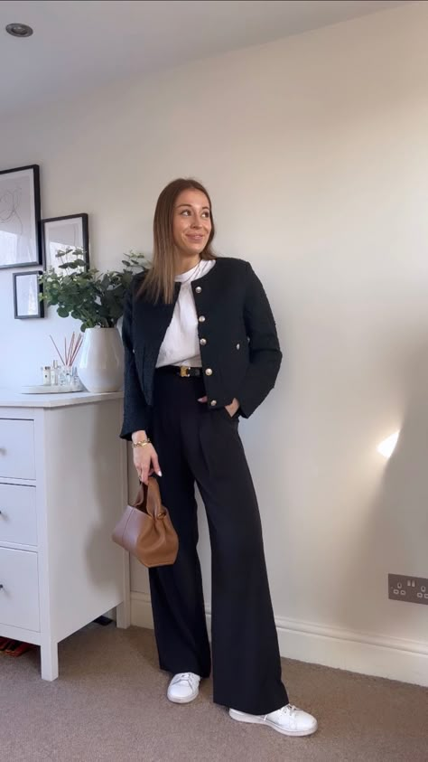 Zara Tweed Jacket Outfit, Black Chanel Jacket Outfit, Cropped Tweed Jacket Outfit, Tweet Jacket Outfit, Chanel Blazer Outfit, Zara Outfit 2024, Black Tweed Jacket Outfit, Zara Blazer Outfit, Chanel Jacket Outfit