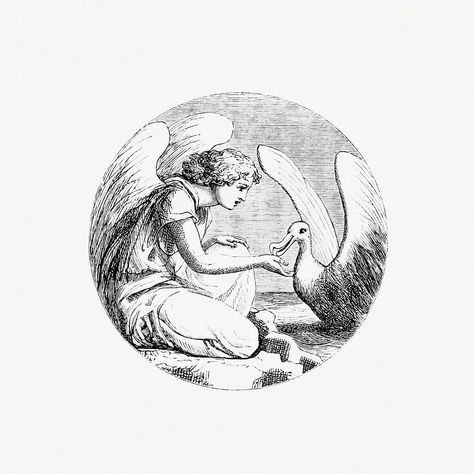 Vintage Victorian Leda and the Swan engraving. Original from the British Library. Digitally enhanced by rawpixel. | free image by rawpixel.com / The British Library (Source) Swan Upon Leda Tattoo, Swan Upon Leda, Swan Illustration, Bird Black And White, Leda And The Swan, Swan Tattoo, Swans Art, Swan Song, The British Library