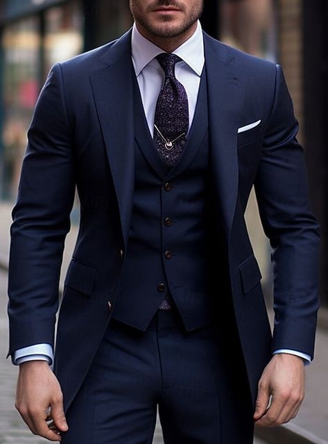 Mens Dress Suits Ideas, Grooms Navy Blue Suit Wedding, Mens Suits Outfits, Men’s Blue Suits, Navy Blue Wedding Suit Groom, Navy Blue Wedding Suit Groom Attire, Best Suits For Men Wedding, Men In Blue Suits, Blue Suit Men Wedding