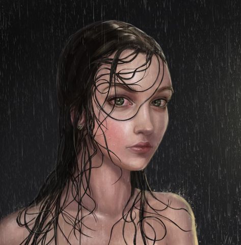 Wet Hair Drawing, Wet Long Hair, Hair Drawing Tutorial, Drawing Hair, The Sky Is The Limit, Hair Drawing, Art Help, Sky Is The Limit, Drawing Clothes