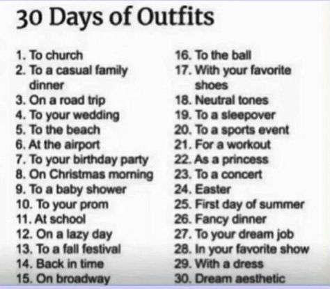 30 Days Of Outfits, 30 Day Drawing Challenge, Fashion Illustration Collage, Challenges To Do, Youtube Channel Ideas, Theme Days, Makeup Challenges, Creative Drawing Prompts, Fashion Design Patterns