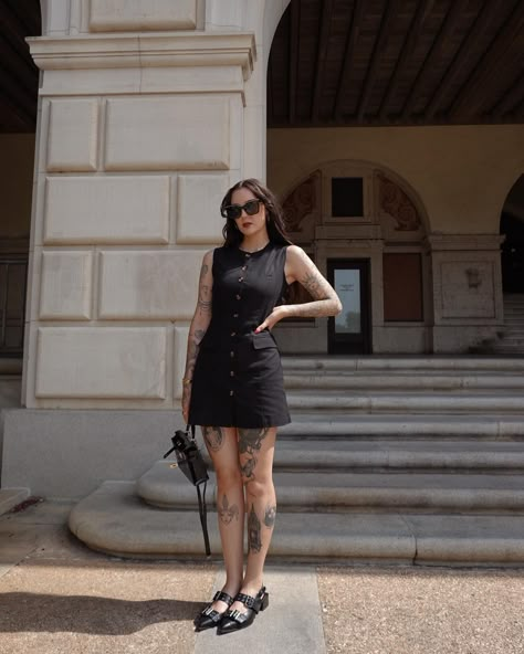 it’s such a nice day.. i think i’ll wear black 🌚 @peppermayo summer goth, linen dress, button up dress, mini dress, summer goth outfits, alt girl, atx influencer, atx fashion, black outfit, summer outfit inspo Goth Outfits Casual, Black Outfit Summer, Black Mini Dress Outfit, Goth Summer Outfits, Clothes Dark Academia, Summer Goth Outfits, Alt Summer Outfits, Mini Dress Outfit Summer, Outfits Alt