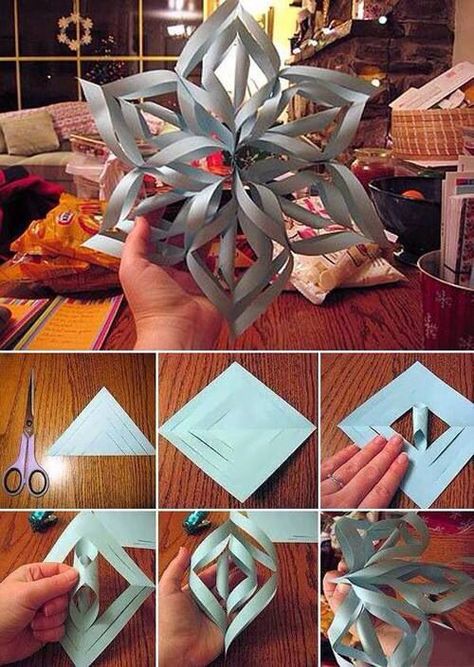 I want to make one! Oppgaver For Barn, 3d Paper Snowflakes, Jul Diy, Paper Snowflake, Desain Quilling, Navidad Diy, Paper Snowflakes, Noel Christmas, Winter Crafts