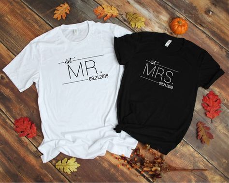 Newlywed Shirts Honeymoon, Newlywed Shirts, Virgo Design, Married Couple Shirts, Mr And Mrs Shirts, Mrs Shirts, Shirts For Couples, Baby Shower Shirts, Married Shirt