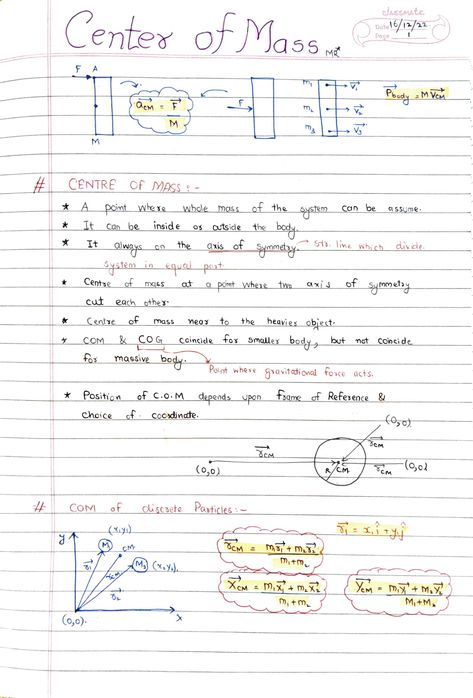 Center of Mass - NCERT solutions Handwritten Notes [PDF]📚 Centre Of Mass Physics Notes, Nucleic Acid Structure, Nomenclature Chemistry, Motion Physics, Tissue Biology, Chemical Kinetics, Environmental Chemistry, Element Chemistry, Redox Reactions