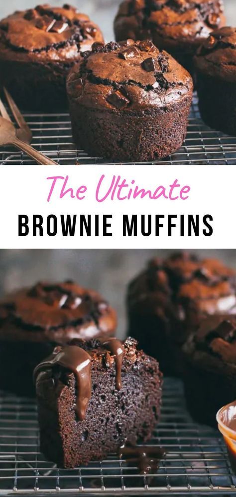 Ultimate Brownies, Brownie Muffins, Homemade Muffins, Sweet Recipe, Chocolate Muffins, Baking Sweets, Eat Dessert, Yummy Desserts, Brownie Recipes