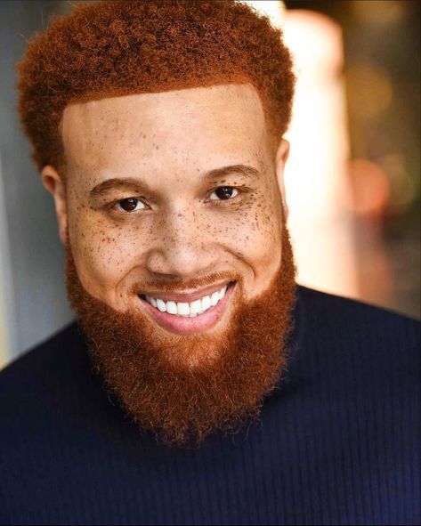 Ginger Black Man, Beard Ideas, Red Hair Men, Black Demon, Black Male Models, Beautiful Freckles, Ginger Black, Male Faceclaims, Ginger Beard