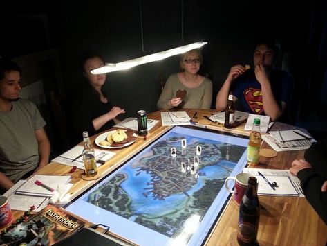 D&D, Pathfinder, and RPG News at Morrus' Unofficial Tabletop RPG News - Making A Custom Gaming Table Gaming Table Diy, Dnd Room, Dnd Table, Rpg Table, Gaming Table, Board Game Table, Video Games For Kids, Gaming Desk, Tabletop Rpg