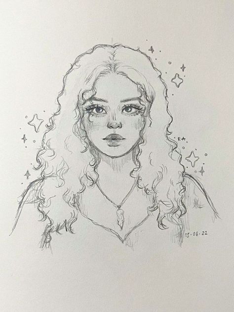 Drawing Hair Aesthetic, Drawings Of Curly Hair, Art Work Sketches, Aesthetic Hair Sketch, Sparkle Drawing Aesthetic, Hair Drawings Curly, People Pencil Sketches, Cute Sparkles Drawing, Curly Hair From The Back Drawing