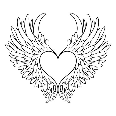 Wings Ideas, Sketch Hair, Tin Foil Art, Sacred Heart Art, Wings Drawing, Sketch Tattoo, Tattoo Stencil Outline, Tattoo Design Book, Svg Ideas