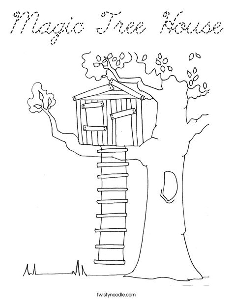 Applique Pictures, Magic Tree House Activities, Tree House Drawing, House Coloring Pages, Magic Tree House Books, Coloring Pages Nature, Magic Tree House, Tree House Plans, Tree House Kids