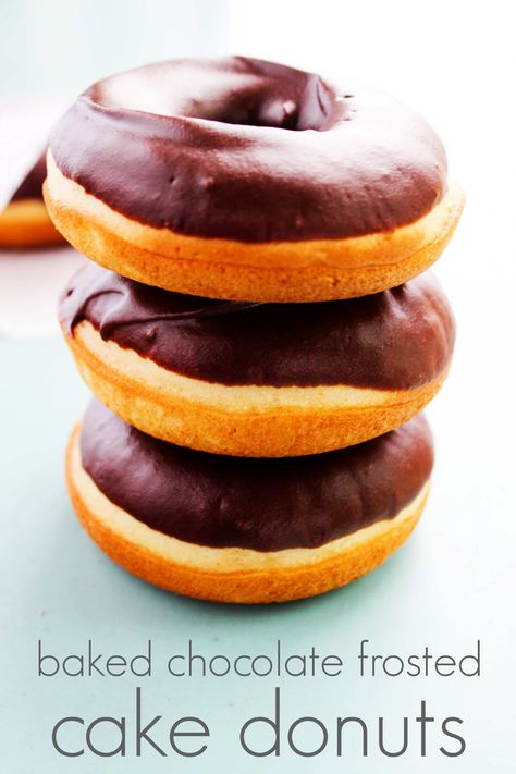 Chocolate Frosted Cake, Cake Donut Recipe, Homemade Baked Donuts, Chip Dips, Cake Donuts Recipe, Frosted Cake, Baked Donut, Chocolate Ganache Frosting, Baked Donut Recipes