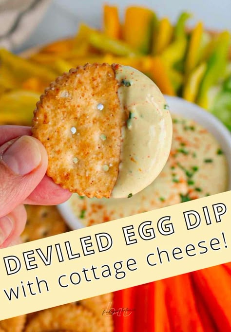 High Protein Dip, Deviled Egg Dip, Egg Dip, Protein Dip, Cottage Cheese Recipes Healthy, Classic Deviled Eggs, Cottage Cheese Dips, Cottage Cheese Eggs, Dip Easy