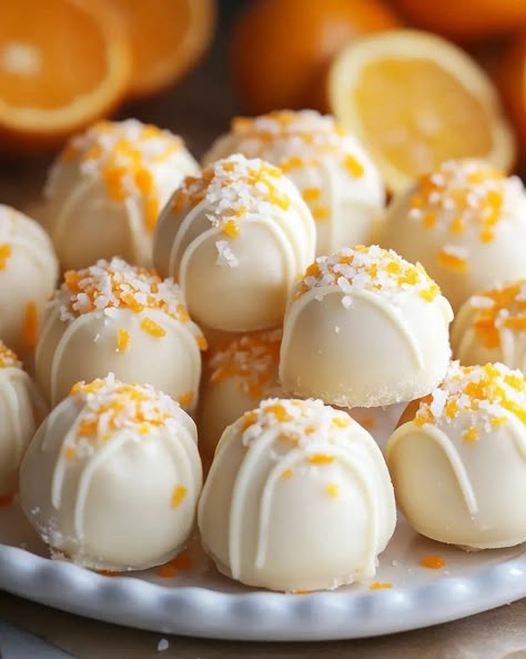 Orange Creamsicle Truffles Recipe | Easy No-Bake Treats - My Home Made Recipe Truffles Recipe Easy, Orange Creamsicle Truffles, Creamsicle Truffles, Foods For Parties, Potatoes And Kale, Easy Peanut Butter Pie, Truffles Recipes, Truffle Recipe Easy, Christmas Truffles