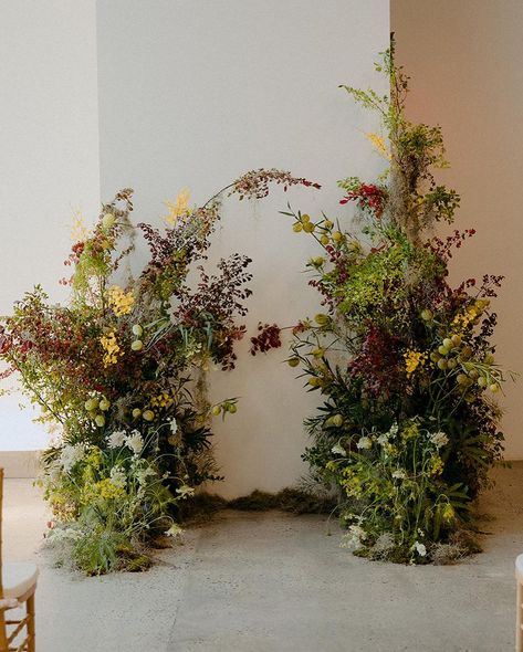 we’re so proud of how this concept came to life for our newlyweds at the new @shellsloft space in fort greene 🌱🤩 photos by… | Instagram Flower Wall Wedding, Aisle Flowers, Wedding Reception Flowers, Grass Wedding, Flower Installation, Floral Design Studio, Ceremony Arch, Ceremony Flowers, Floral Arch