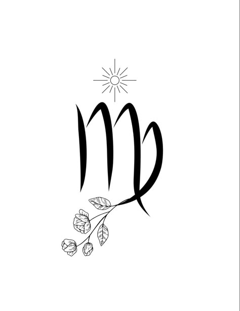 Virgo Tattoo Ideas Unique, Virgo Zodiac Tattoo For Women, Virgo Sister Tattoos, Virgo Sign Tattoos Symbols, Floral Virgo Tattoo, Virgo Ear Tattoo, Virgo Neck Tattoos Women, Tattoo For Virgo For Women, Virgo Tattoo Stencils